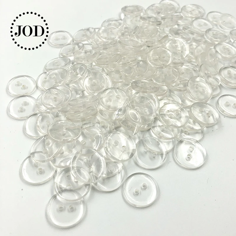 Boutons de couture en résine plastique pour Scrapbooking, boutons ronds Lucency à deux trous, Bottoni, accessoires transparents et clairs de 9 à 25mm