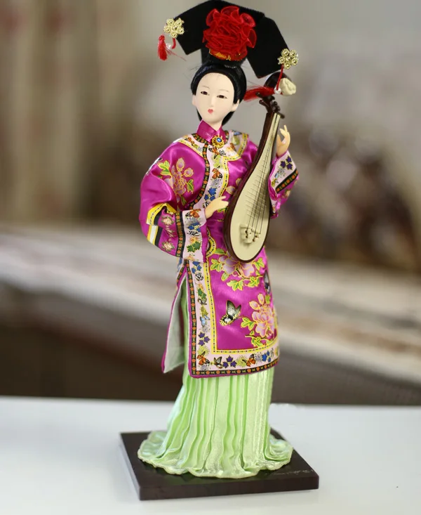 1 PC Chinese Qing Dynasty Princess Handicraft Silky Humanoid Doll Ornament Decoration