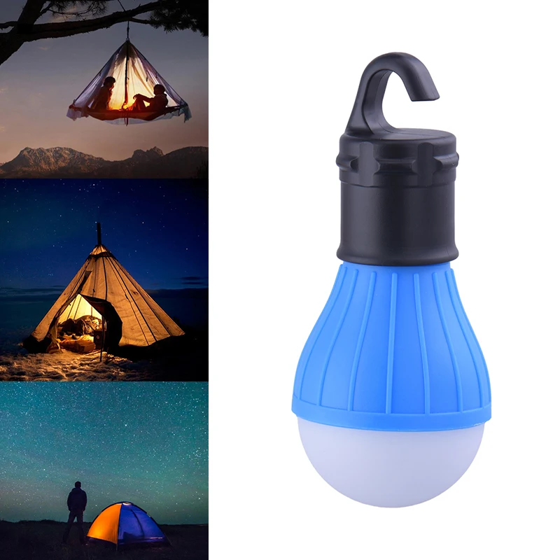 Portable outdoor Hanging 3LED Camping Lantern Soft Light LED Camp Lights Bulb Lamp For Camping Tent Fishing 4 Colors AAA Battery