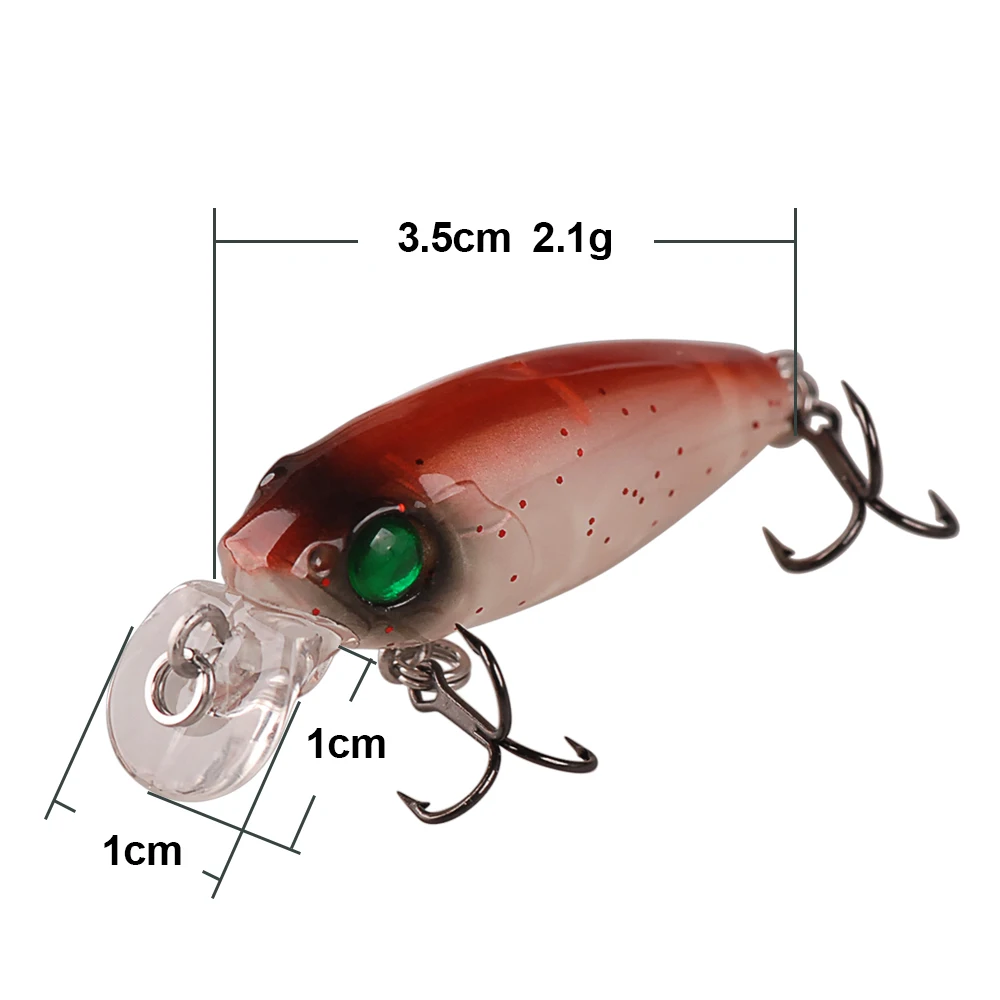 Smart Minnow Fishing Lure 35mm 2.1g Floating 0.3-0.5m Assorted Color Hard Bait Carp Fishing Plastic 3D Eyes VMC Hook Swimbait