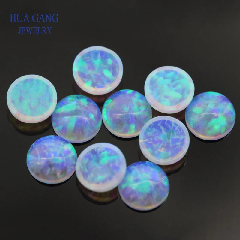 Round Shape Cabochon Opal Flat Back FI13 Beads Synthetic Gemstones For Jewelry Making DIY 3.0mm~7.0mm