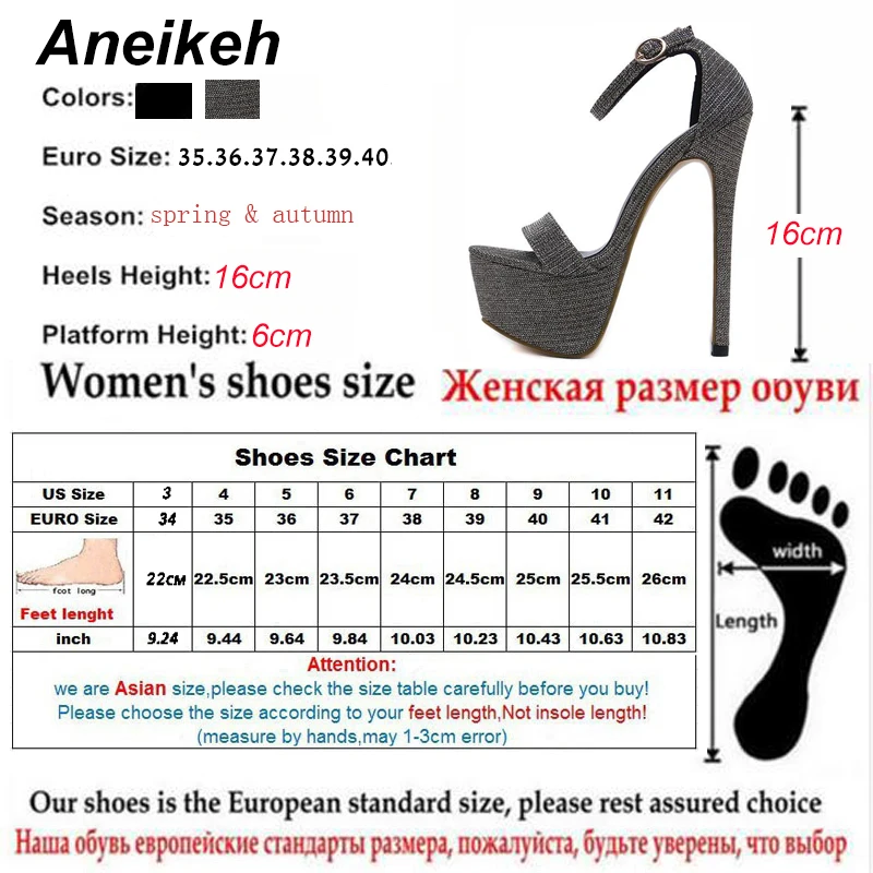 Aneikeh New Summer Bling luccica sandali da donna con tacco alto piattaforma donna Sexy Nightclub Party scarpe da sposa taglia 42 43 44 45 46