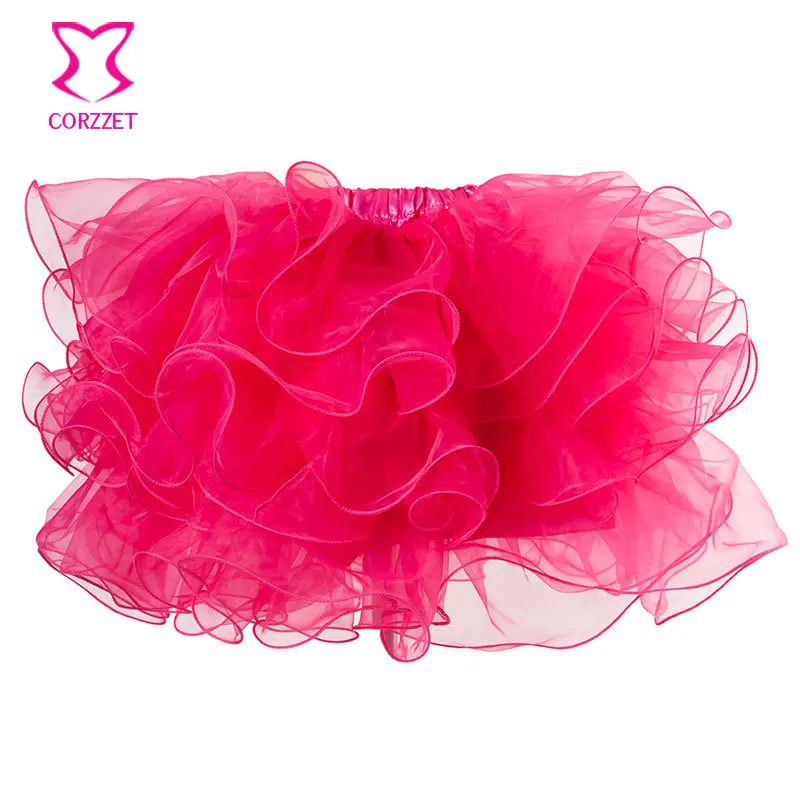 

Sexy Clubwear Rose Red Gauze Multilayer Micro Mini Adult Tutu Skirt Lolita Cute Prettiskirt Women Skirts Faldas Matching Corset