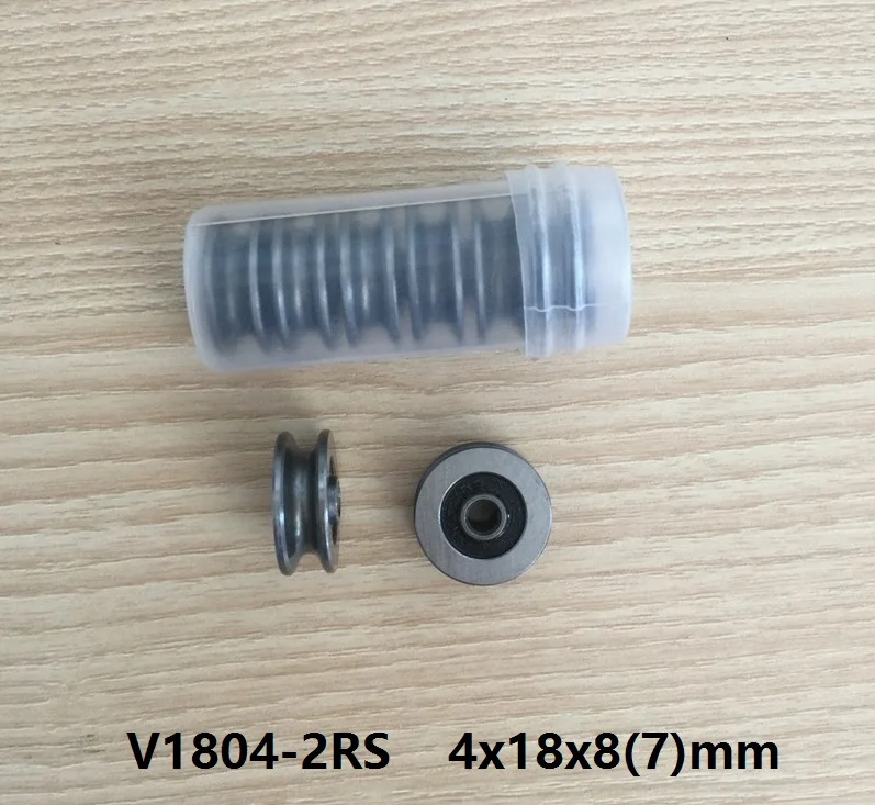 

20pcs/lot V1804-2RS 4mm V Groove steel roller bearings groove pulley ball linear shaft bearing 4*18*8(7)mm