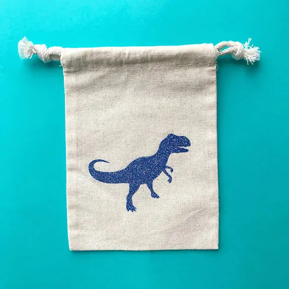 personalize  jurassic park glitter Dinosaur party birthday baptism favor gift Drawstring bags kits party Candy pouches