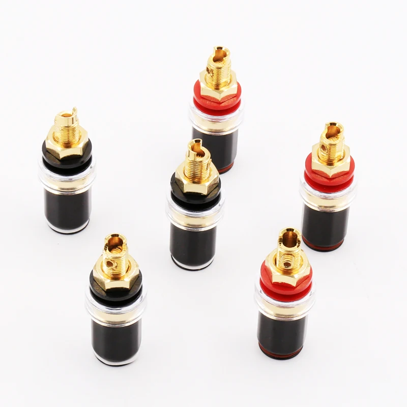 

4Pcs Brass Gold plated Binding Post for Thread Audio Speaker Amplifier 4mm Banana Plug Terminals Connector Black & Red