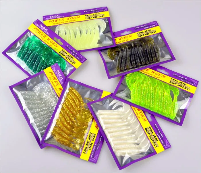 Fischbiss, weicher Köder, Wurmköder, Angeln, 7 cm, für Süßwasser, Salzwasser, Fanggrub, 10 Stück Beutel – Detail 1