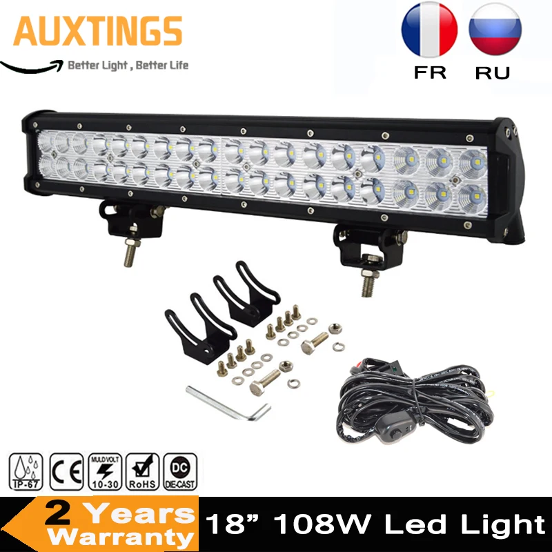 

18Inch 108W Led Light Bar Combo Beam LED Bar for Car Tractor Boat OffRoad Off Road 4WD 4x4 Truck SUV ATV Driving 12V 24V