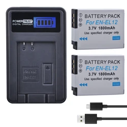 EN-EL12 ENEL12 EN EL12 Camera Battery  + LCD USB Charger for Nikon Camera Coolpix S9900 S9700 AW120 S9500 AW110 S70