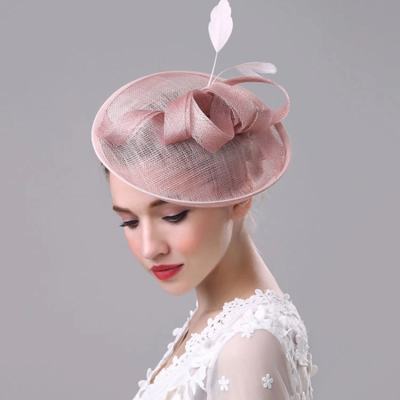 HT1773 High Quality Lady Fascinator Elegant Yarn Mesh Fedoras Vintage Hair Clips Wedding Hat Women Fedora Hat Feather Party Hat