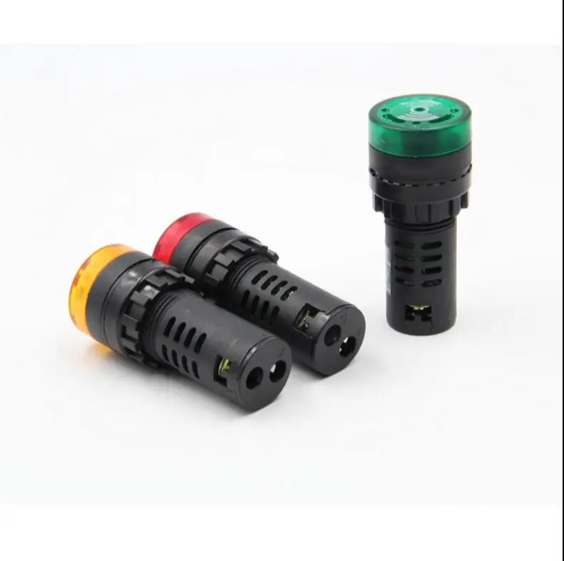 

AD16-16SM 16mm 12V 24V 110V 220V Flash Signal Light Red warning Buzzer Beep Alarm plastic Indicator Red Green Yellow