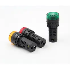 AD16-16SM 16mm 12V 24V 110V 220V Flash Signal Light Red warning Buzzer Beep Alarm plastic Indicator Red Green Yellow