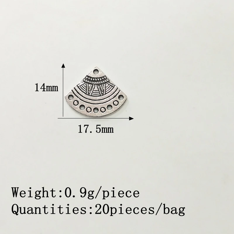 New Fashion 20pieces/bag 18mm Zinc Alloy  Fan Shape Porous Connector Charms Linker for DIY Necklace Jewelry Accessories