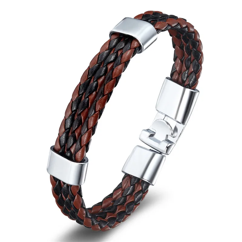 2024 New Fashion Jewelry Leather Bracelet Black And White Bracelet Men Casual Personality Vintage Punk Bracelet