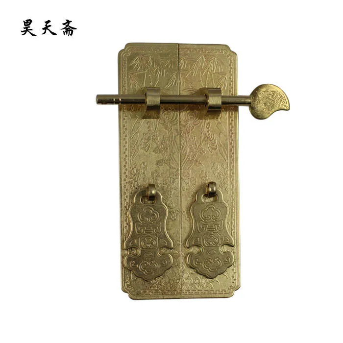 [Haotian vegetarian] antique Chinese cabinet bookcases wardrobe copper handle HTC-276 Merlin, bamboo and chrysanthemum trumpet s