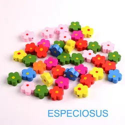 DIY Jewelry Accessory Mix Color Painted Nature Wood beads 16MM Cartoon Point Plum Blossom Children handcraft Department 30pcs