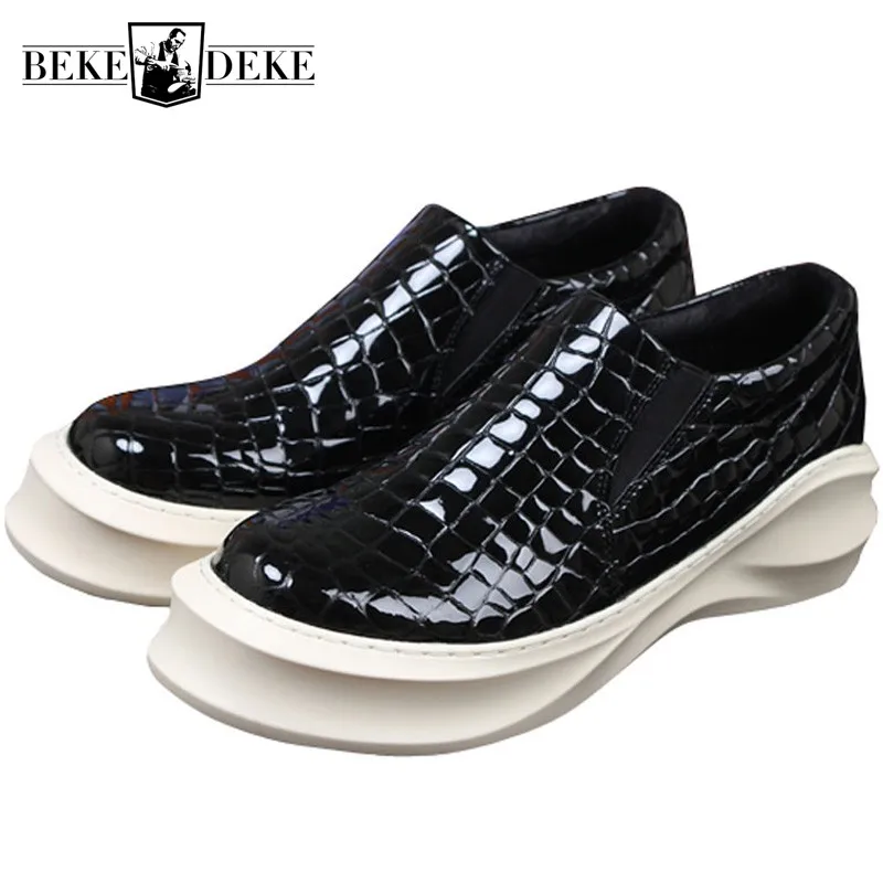 Toevallige Lederen Schoenen Mannen Luxe Trainers Zwarte Dikke Zolen Platform Sneakers Ademend Chunky Loafers Sapato Sociale