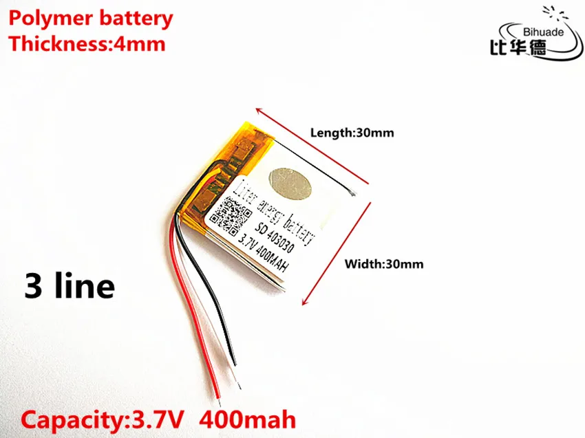 3 라인 좋은 Qulity 3.7V,400mAH,403030 폴리머 리튬 이온, 리튬 이온 배터리 장난감,, GPS,mp3,mp4 용