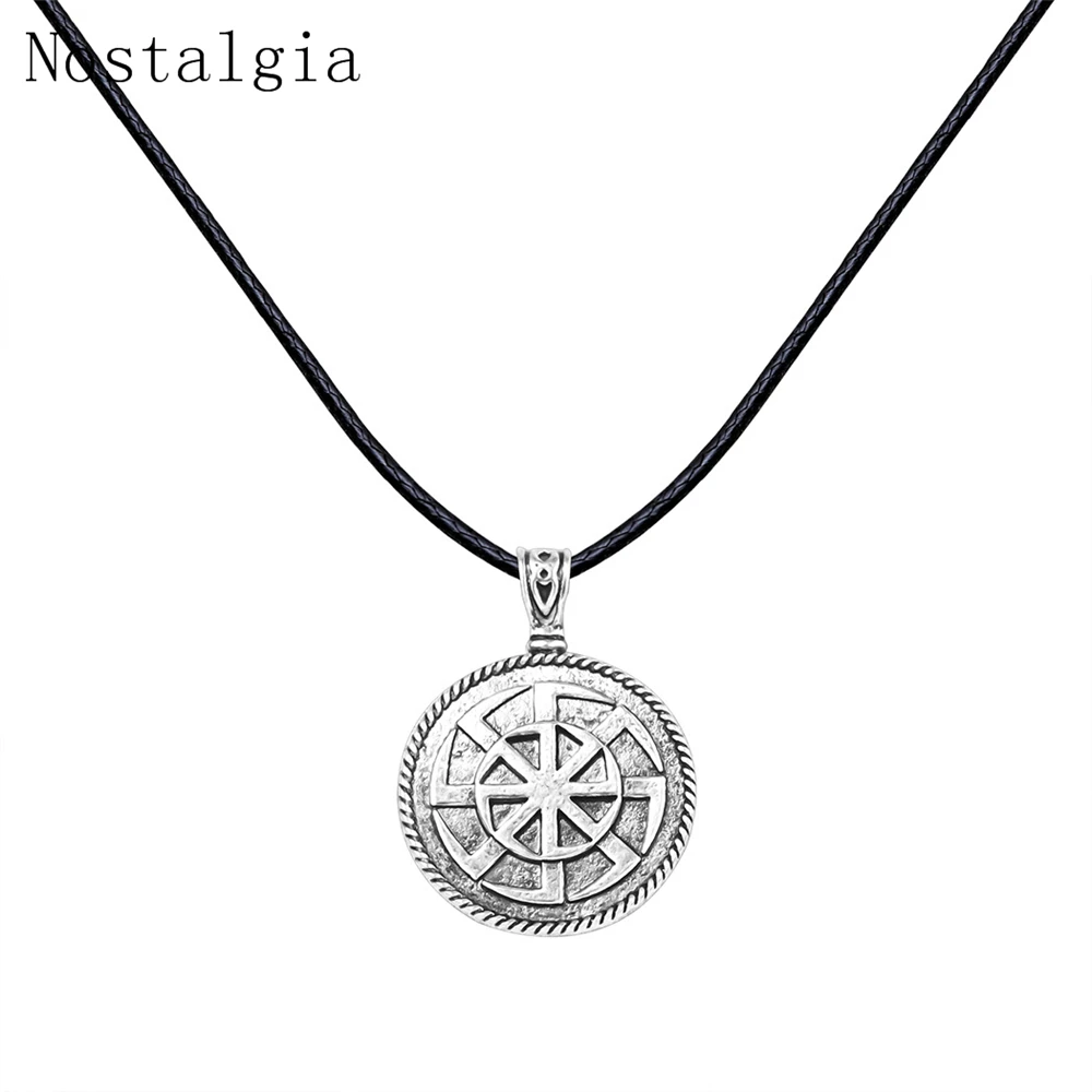 Slavic Antique Silver Color Kolovrat Pendant Necklace Slavic Amulet Sun NEW Wheel Kolovrat Pendant For Men Fashion Charm Jewelry