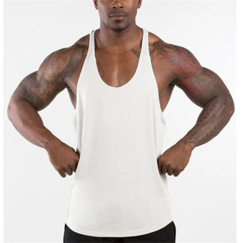 Muscleguys Gyms Singlets Mens Blank Tank Tops 100% Cotton Sleeveless Shirt,Bodybuilding Vest and Fitness Stringer Casual Clothes