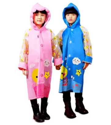 Kids Cartoon Raincoat for children Waterproof plastic Poncho Safe Reflective Stripe Rainwear for Boys or Girls with Schoolbag