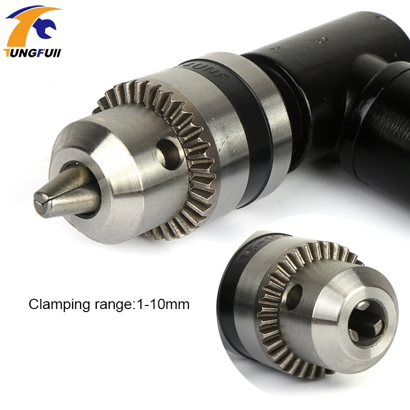 90 grad Rechtwinklig Keyless Chuck Auswirkungen Bohrer Adapter Elektrische Power Akku-bohrschrauber Befestigung Winkel Adapter 8mm Hex Schaft