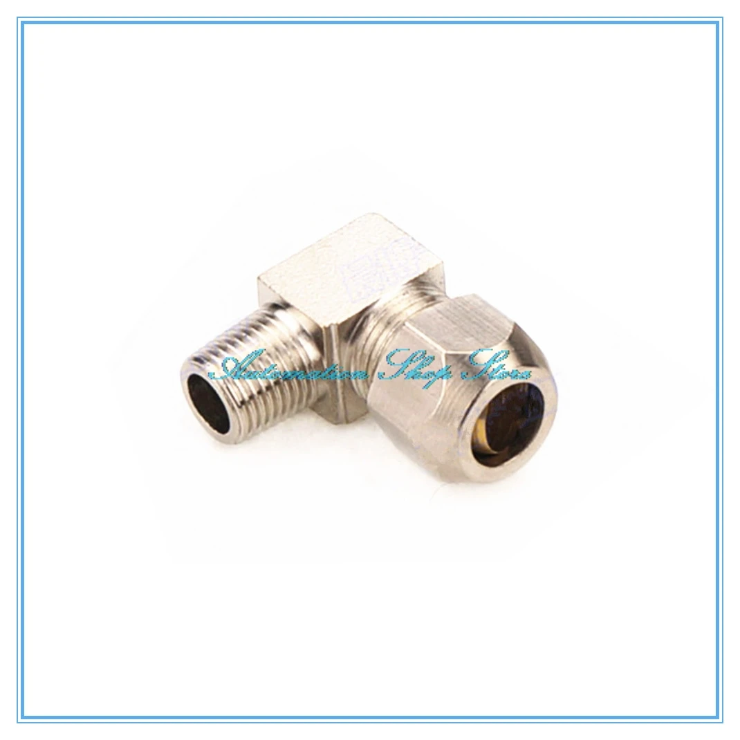 อุปกรณ์นิวเมติกชายกระทู้ข้อศอกทองเหลืองพอดี4 6 8 10 12มิลลิเมตรODหลอดC Ouplerเชื่อมต่ออะแดปเตอร์