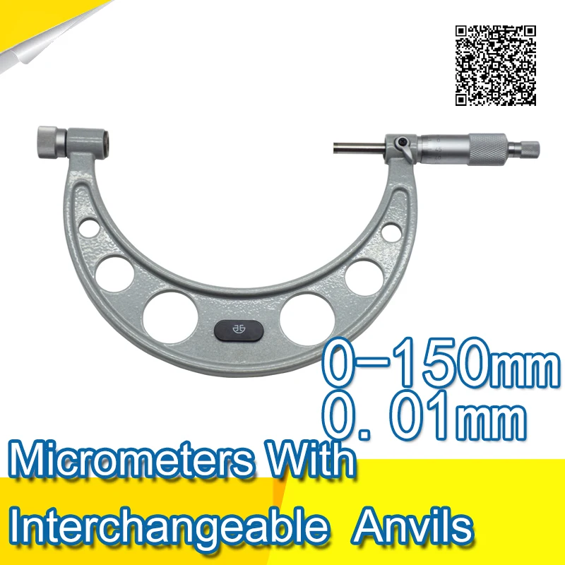 Micrometers with interchangeable anvils outside micrometers 0-150mm 0.01Including replacement probe and calibration rod