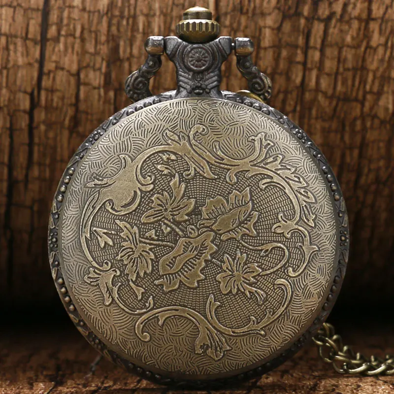 Montre de poche en Bronze Antique pour hommes et femmes, superbe montre à quartz avec collier et chaîne