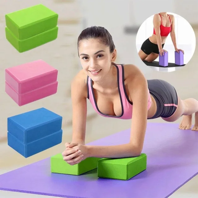 2 Pcs Yoga Block Exercise Workout Fitness Brick Bolster Pillow Cushion Stretch-Resistant EVA Foam Aid Gym Training Body Shaping