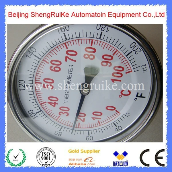 

3 inch dial Back Connection SS304 Case 0 to 100C bimetal thermometer