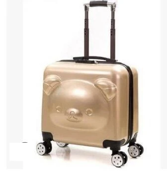 Bear Style Kid\'s Travel Trolley luggage suitcase Trolley bag on wheels Kid wheeled travel case Children Rolling suitcase for Boy