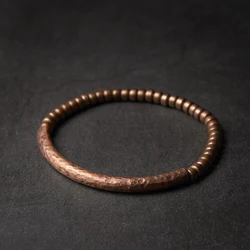 Handmade Hammered Pure Copper Bracelet Vintage  Artificial Oxidized Street Rock Style Metal Unisex Jewelry For Men Women