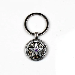 2019vintage punk fashion Wiccan keychain black magic pagan five-pointed star souvenir keyring glass dome man woman favorite gift