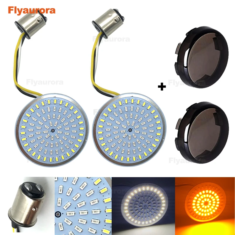 

Motorcycle Bullet Amber and yellow LED Turn Signal Light Inserts For Sportster XL Electra Tri Glide Softails 1156