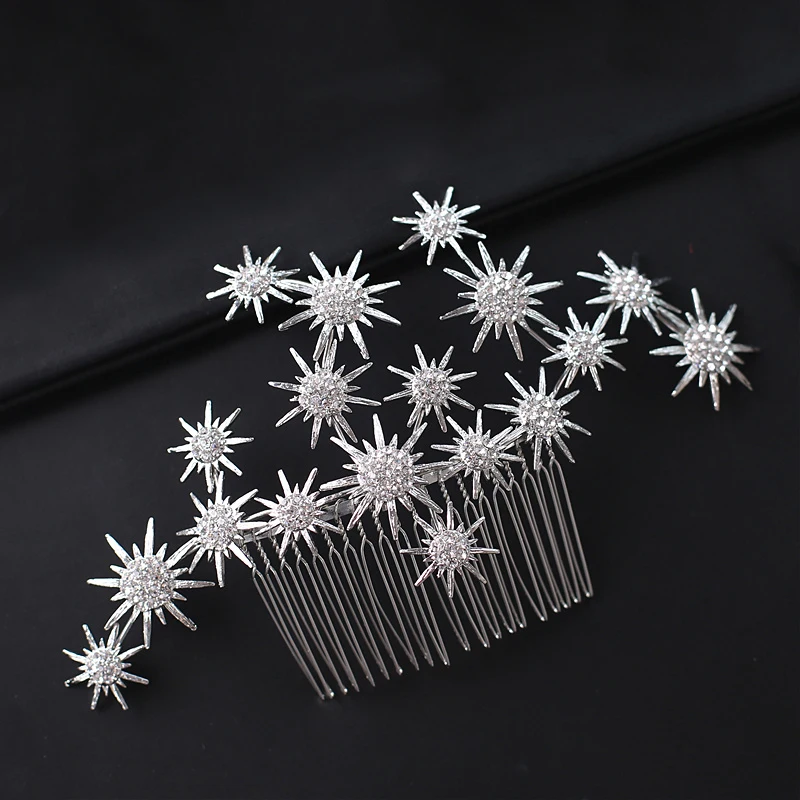 Fashion  Snow Bridal Hair Comb Handmade Wedding Hair Accessories Rhinestone Hair Jewelry Hairband Women Party Headpiece