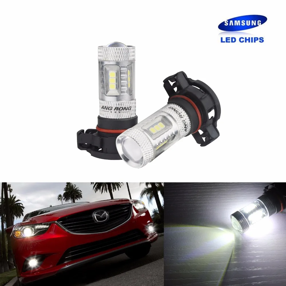 ANGRONG 2x H16 PS19W LED 15W Sidelight Daytime Running Light DRL PSX24W 5202 Bulb White 15 Samsung SMD (CA264x2)