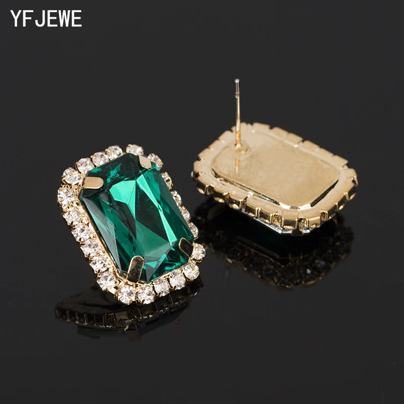 YFJEWE Hot Sale Fashion Women Crystal Rhinestone Multicolor Earrings Elegant Ladies Personality Super Large Stud Earrings E026