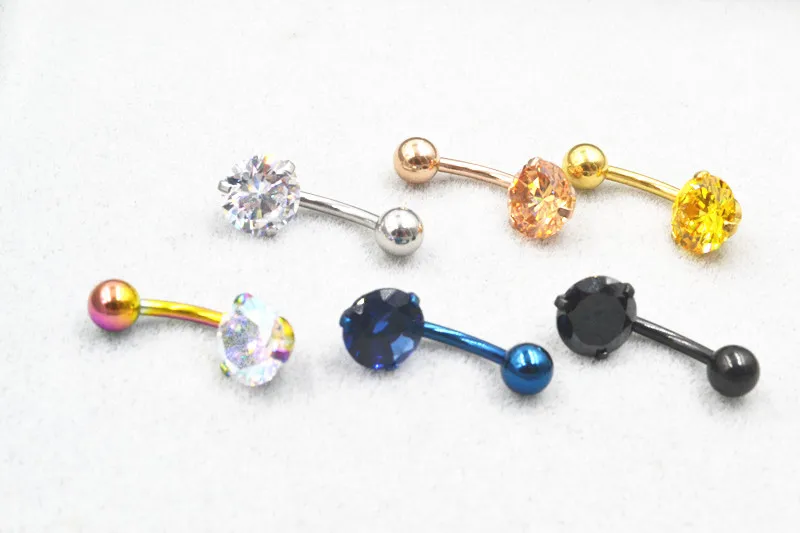 60pcs Shine CZ Belly Button Rings Sexy Woman Belly Piercing Barbell Surgical Steel Navel Piercing Women Fashion Body Jewelry NEW