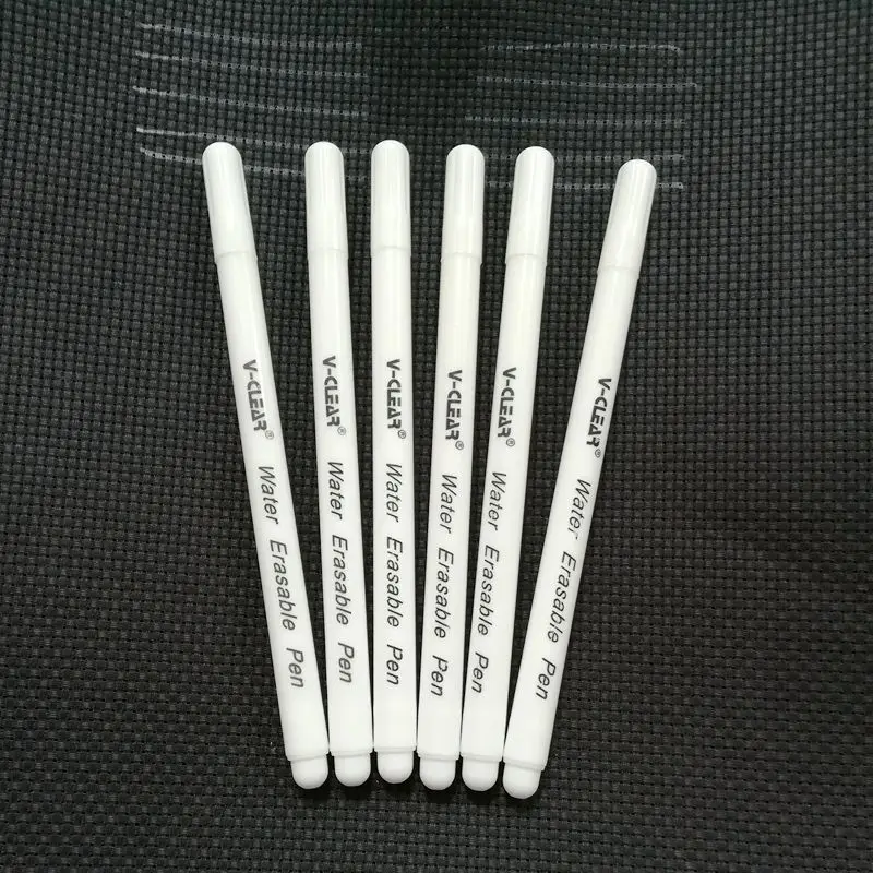 VCLEAR White Water Soluble Marker Pen for Dark Fabric Marking 6 pcs Water Erasable Marking Pen for Dark Leather Marking
