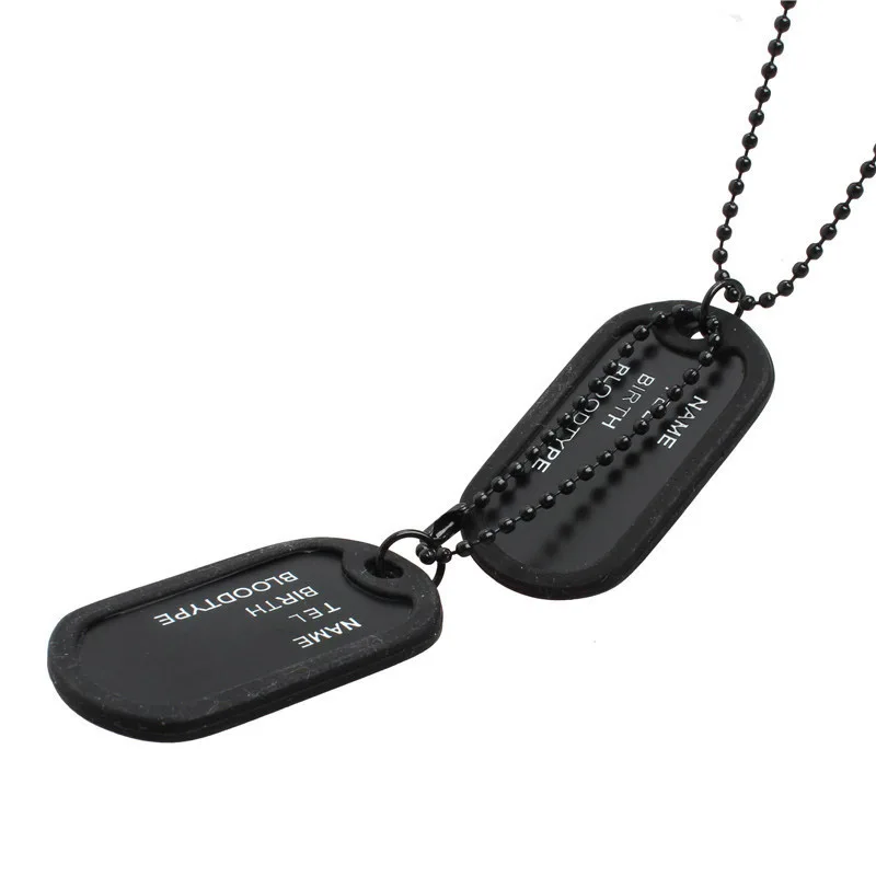 Men High Qualtiy Hip Hop Personal Information Necklace U.S. Soldiers Double Dog Tag Chain Punk Jewelry Wholesale Price