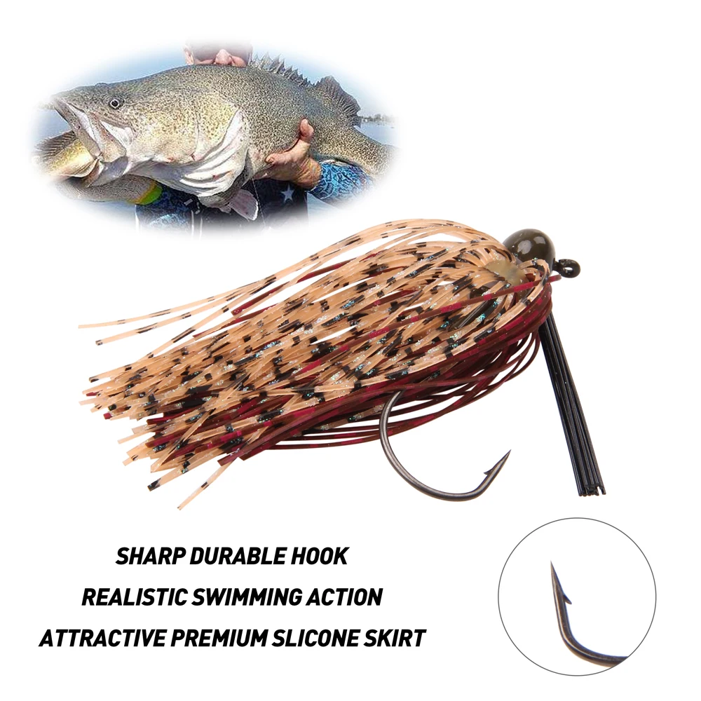 6Pcs 7g 10g Weedless Jig Head Fishing Lure Football Jig Silicon Skirt Jig Head Hook For Bass Walleye Trout Perch
