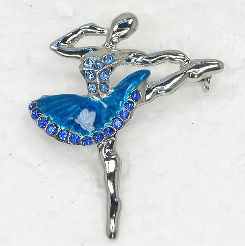 

Blue Rhinestone Enamel Ballet dancer Pin brooches C494 B