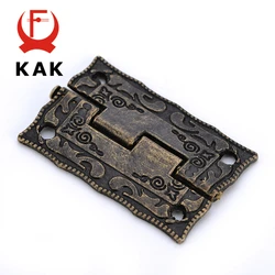 2PCS KAK Antique Bronze Hinges Cabinet Door Drawer Decorative Mini Hinge For Jewelry Storage Wooden Box Furniture Hardware