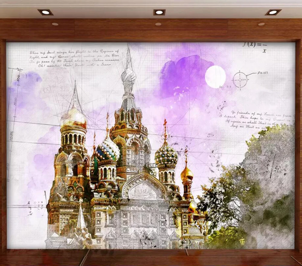 Decorative wallpaper Hand-painted kremlin background wall paintings