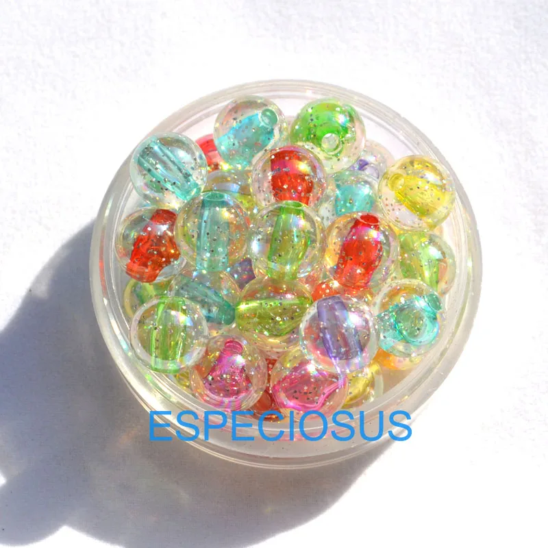 DIY Jewelry Accessory 10MM Acrylic Beads Transparent Shivering Spacer Mix Color Round Shape Mix Color Necklace Department 100pc