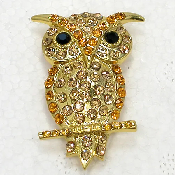 60pcs/lot Mixed Color (Can Notes Color) Wholesale Rhinestone Owl Pin brooches Corsage Men's Woman Accessories C101045