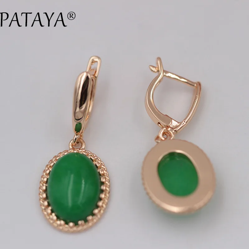 PATAYA Original Design 585 Rose Gold Color Dangle Earrings New Women Wedding India Jewelry Irregular Natural Stone Earrings