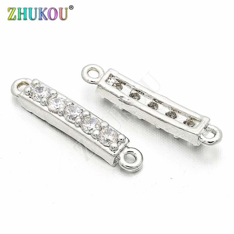 3*16mm Latão Cubic Zirconia Coluna Conectores DIY Jóias Fazer Colar Pulseira, Buraco: 0.8mm, Modelo: VS36