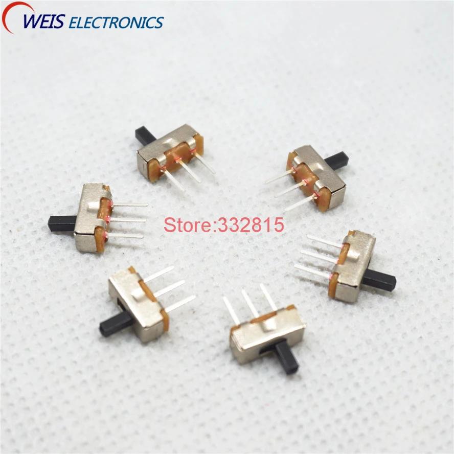 100PCS SS12D00 SS-12D00 4MM 1P2T Toggle Switch Interruptor On-Off Mini 1 Way 2 Band Slide PCB Mount